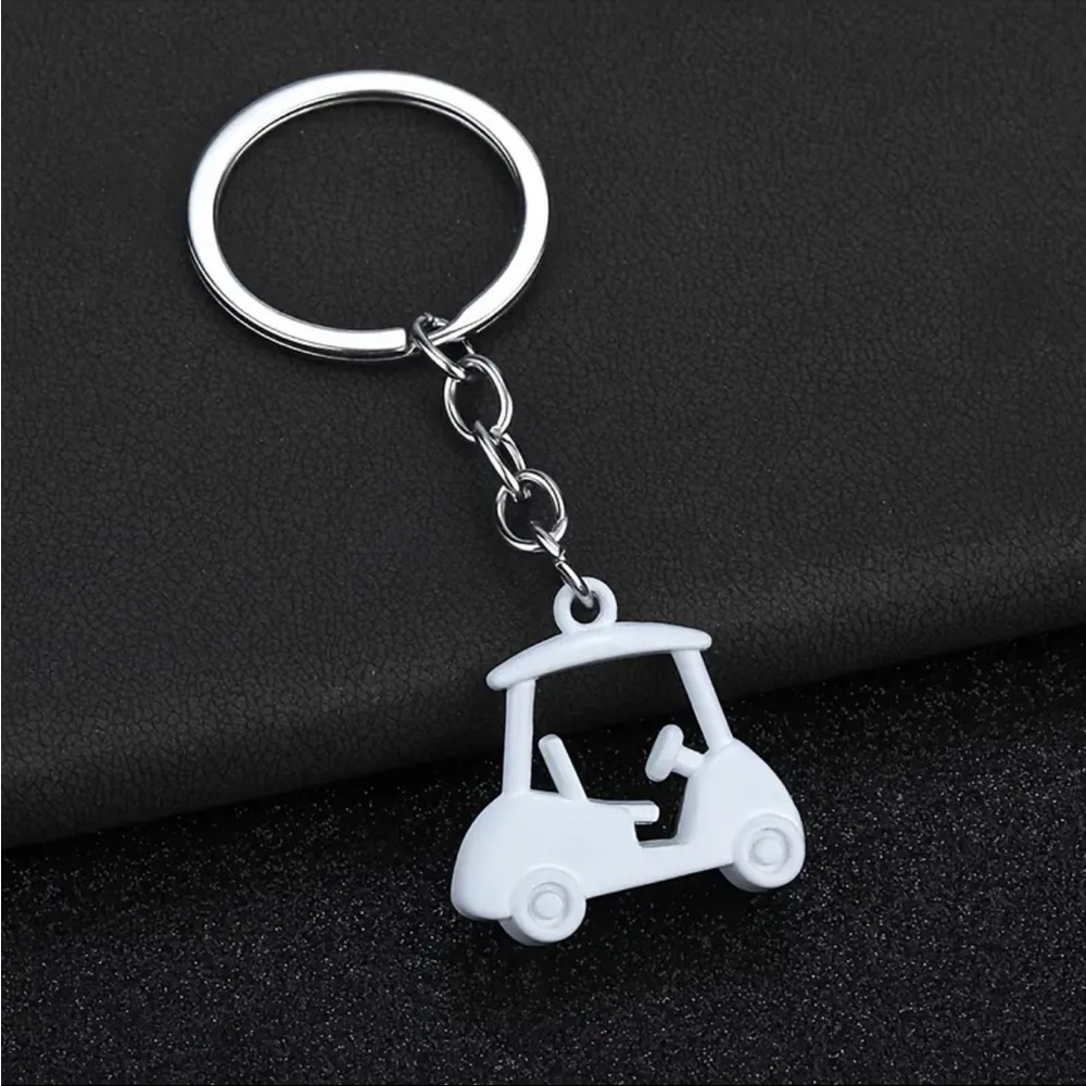 White Golf Cart Keychain-NWT